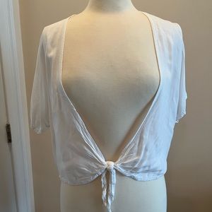 Sim & Sam Front Tie Cardigan, Size Medium, White